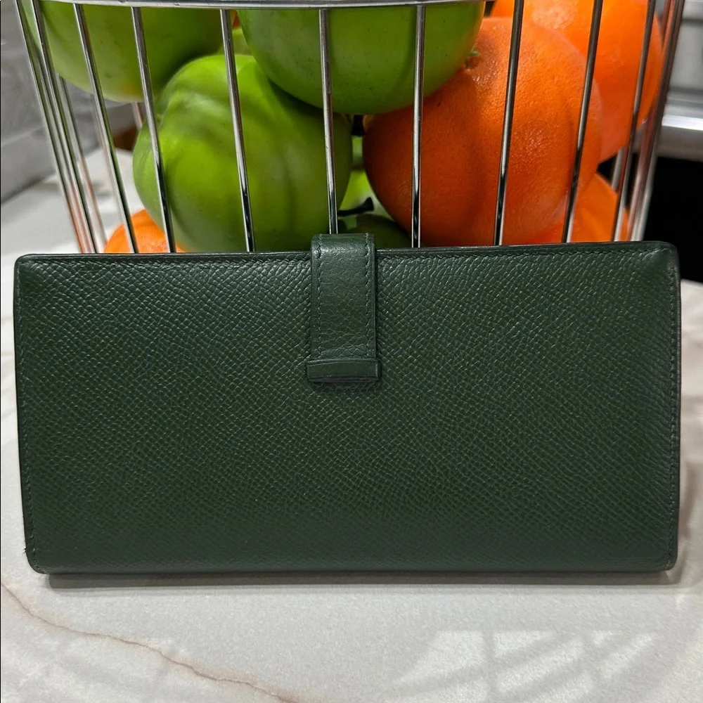 ⭐️Authentic Hermes Bearn Kelly Green Leather Wallet Gold HW - Picture 2 of 14